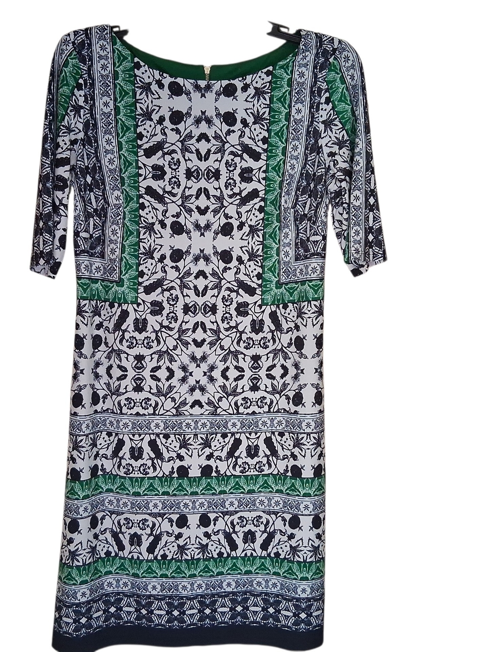 Vince Cumuto Shift Dresss Short Sleeve Floral All Over Print Green White Size 6